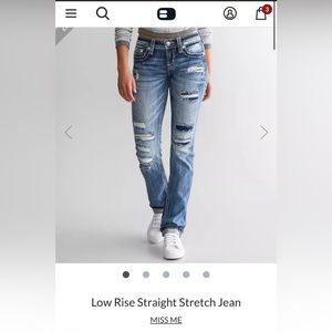 Miss Me Jeans Low Rise Straight Stretch Jean Buckle exclusive 27x32 NWOT